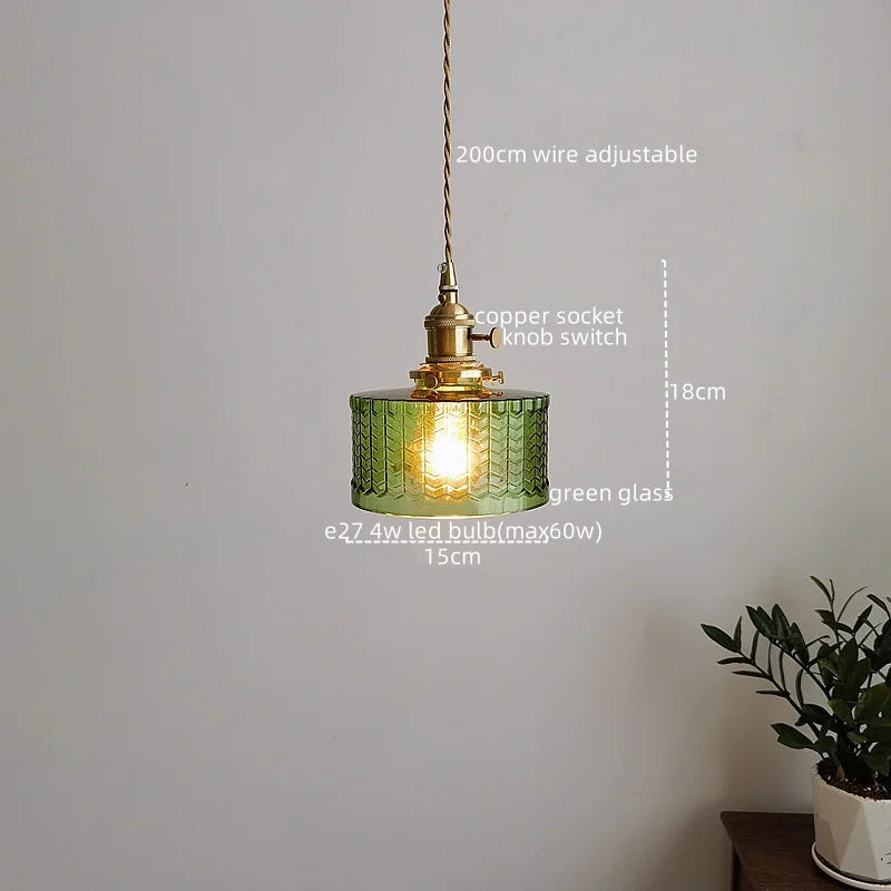 مصباح قلادة DecorBites™ LED زجاجي أخضر لديكور المنزل الحديث وتركيبات الإضاءة
