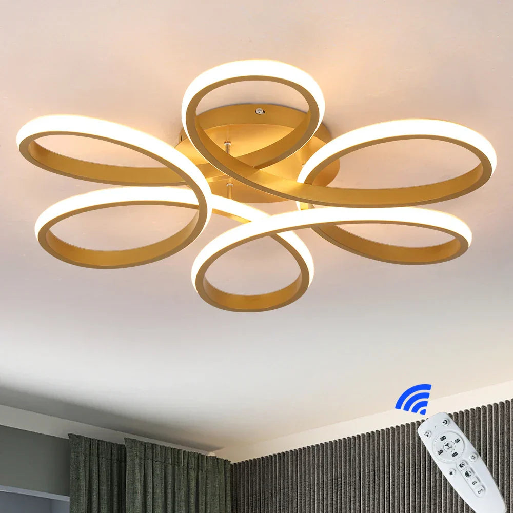 ثريا معلقة أكريليك بتصميم زهرة ذهبية من DecorBites™ - مصباح سقف LED حديث