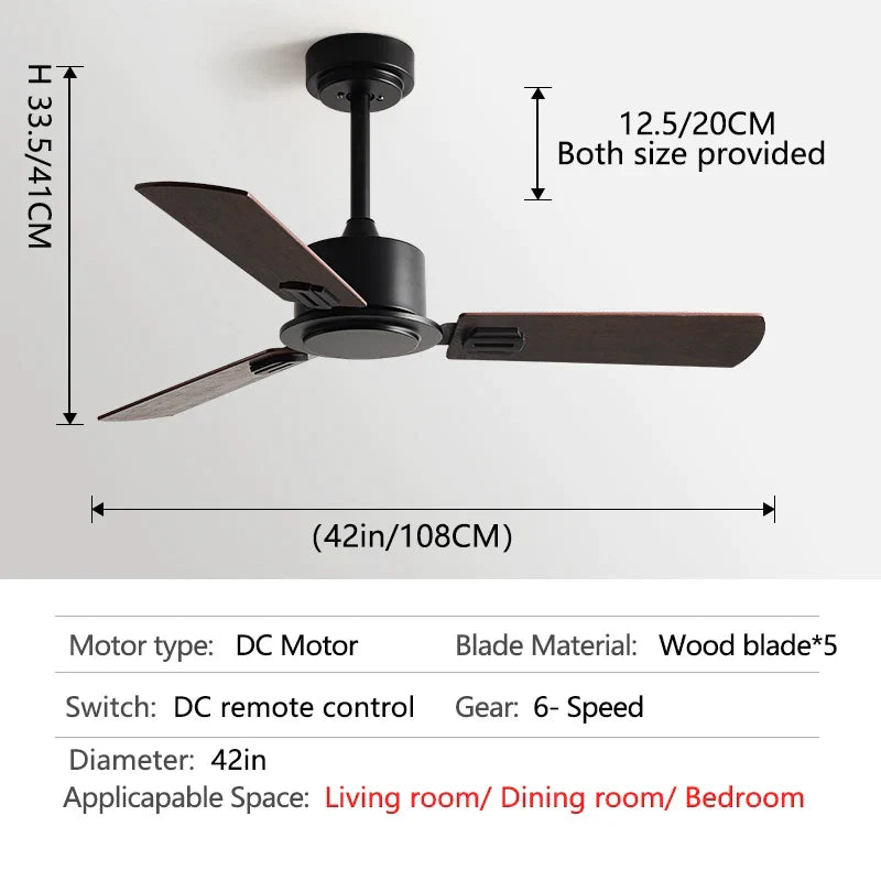 DecorBites™ 56-Inch Black Industrial Style Ceiling Fan with Remote Control for Indoor Use