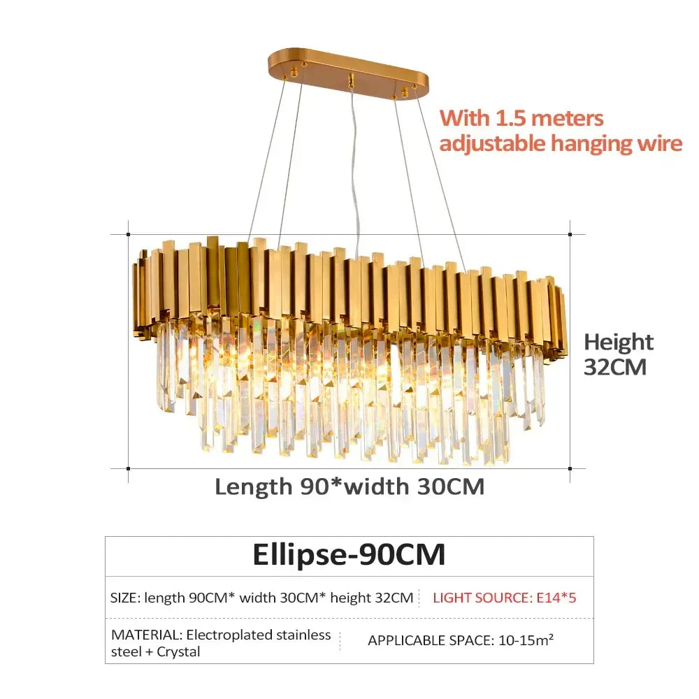 ثريات كريستال ذهبية وسوداء من DecorBites™ بإضاءة LED للسكن الفاخر والضيافة