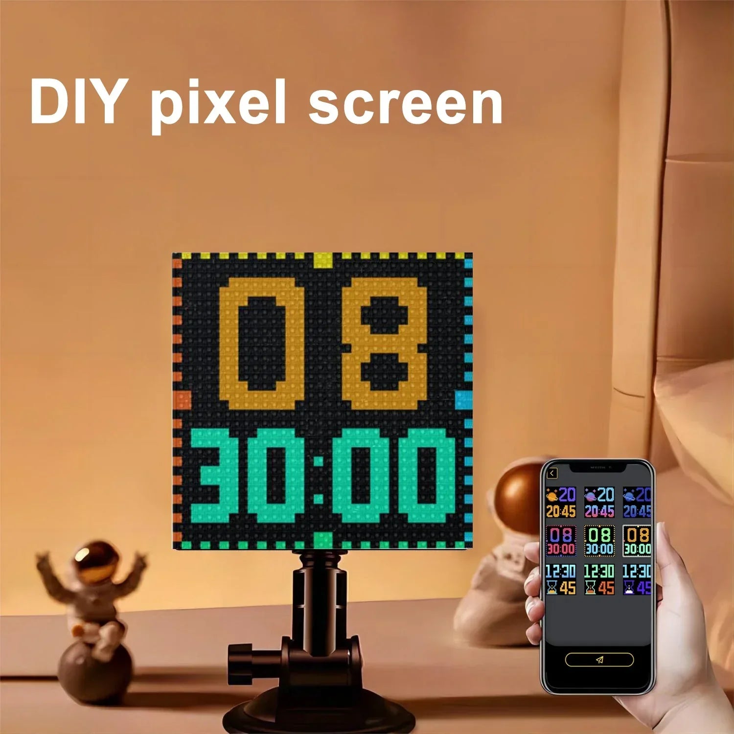 شاشة لافتة السيارة بتقنية LED من DecorBites™ مع رسوم متحركة نصية مخصصة - شاشة 32x32 بكسل