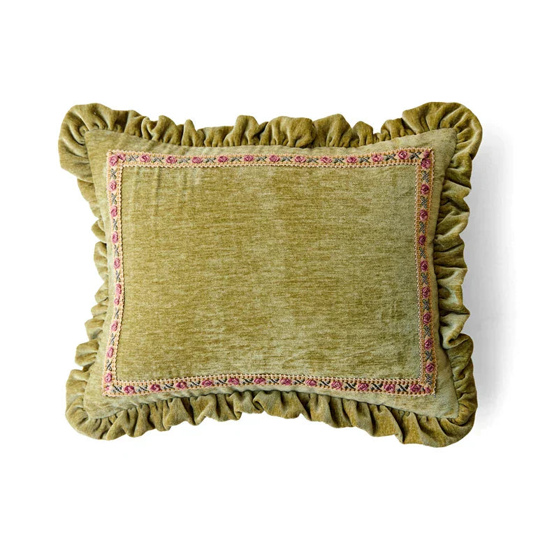 غطاء وسادة DecorBites™ Luxe المخملية الخضراء المزخرفة 35x45