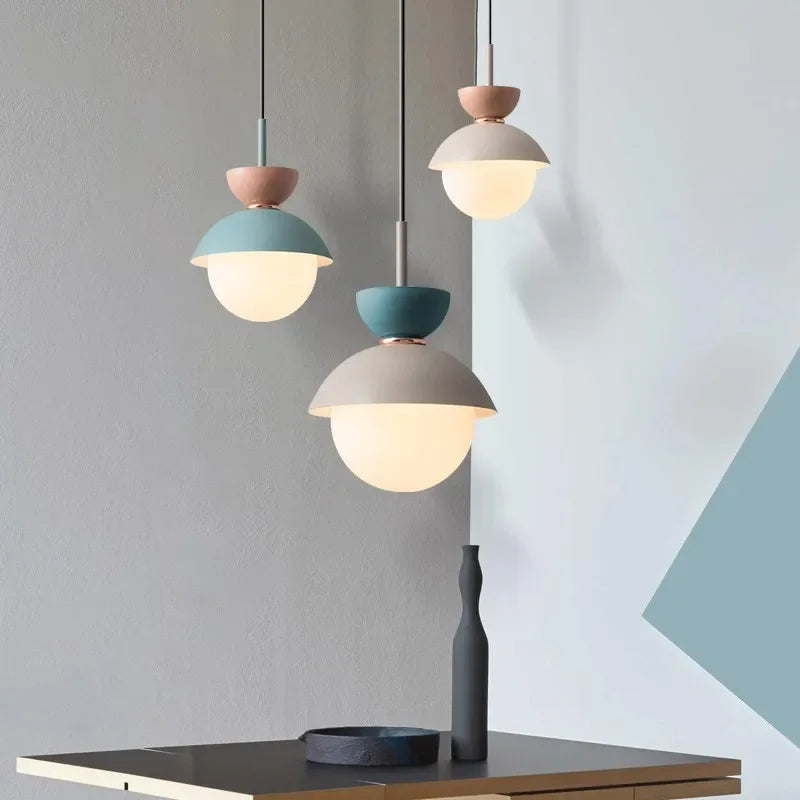 Nordic Glass Globe Pendant Light With Iron Finish