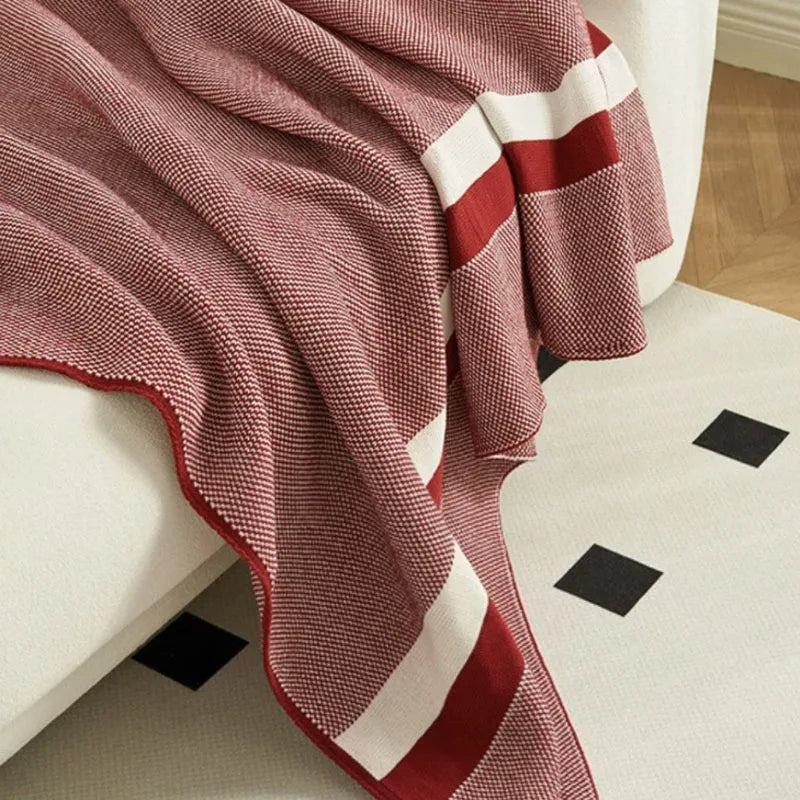 DecorBites™ Cozy Striped Knit Blanket for All Seasons