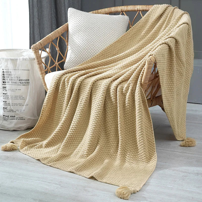 بطانية الأريكة منسوجة مع شرابات خيوط من DecorBites™