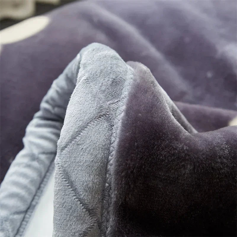 DecorBites™ Cozy Flocked Raschel Blanket | Soft & Warm Double-Sided Winter Bedding