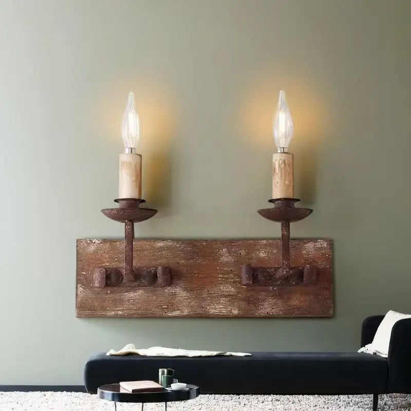 DecorBites™ Country Retro Solid Wood Wall Light for Bedroom & Living Room