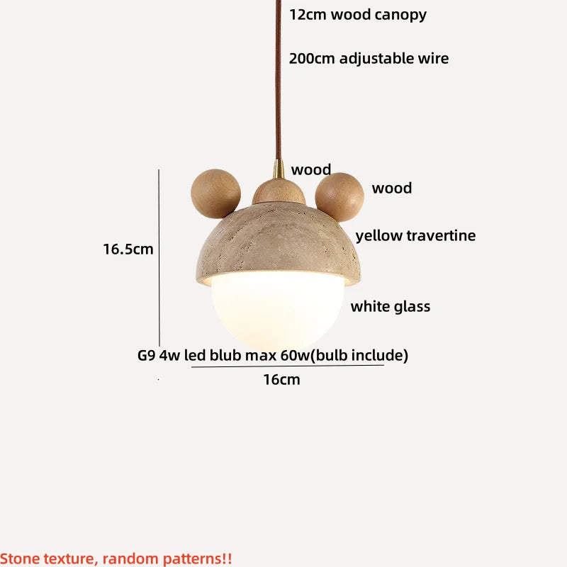 DecorBites™ LED Wood Pendant Light Fixture Wabi Sabi Hang Lamp for Living Room