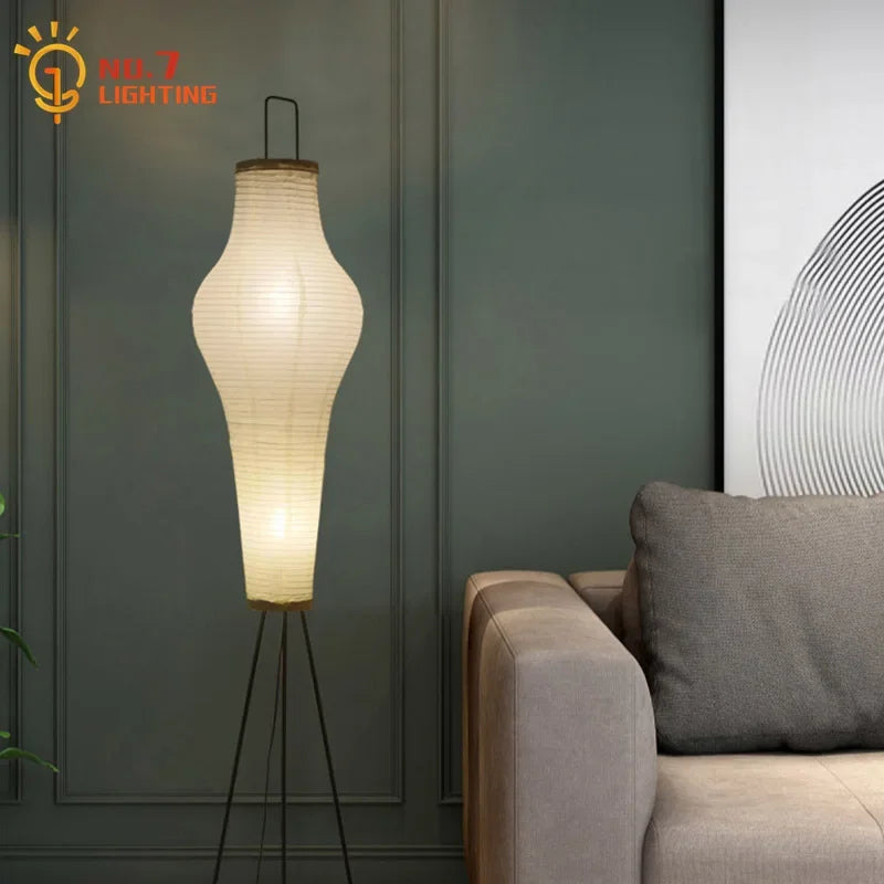 مصباح أرضي ثلاثي القوائم DecorBites™ وabi-sabi - ديكور فني مستوحى من نوجوتشي لغرفة المعيشة