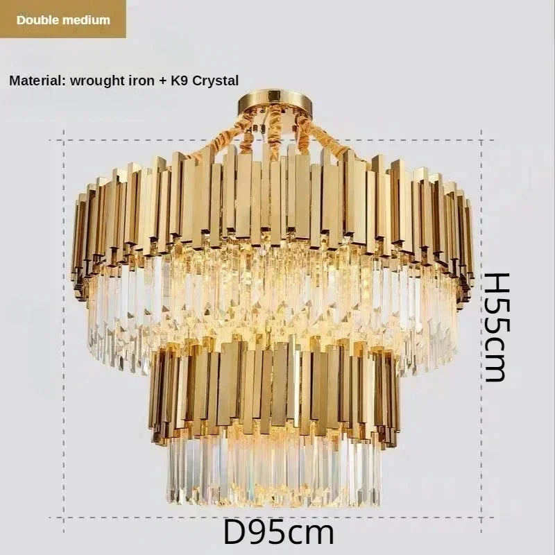 DecorBites™ Crystal Art LED Ceiling Chandelier: Luxury Living Room Round Lamp