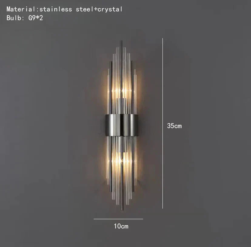 DecorBites™ Clear Crystal LED Wall Lamp Stainless Steel Sconces