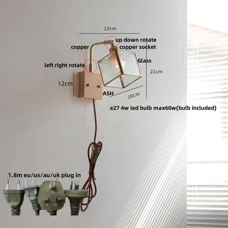 DecorBites™ Brass LED Wall Lights Rotatable Blue Glass Dining Room Stair Light