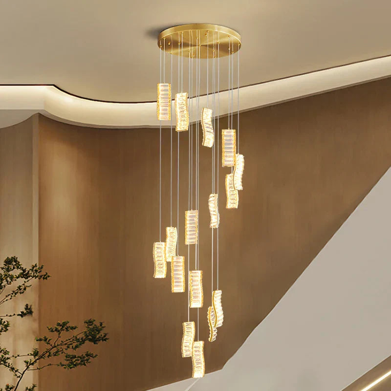 DecorBites™ Deluxe Crystal Spiral Slinglights for Hotel Lobby, Dining Room Decor