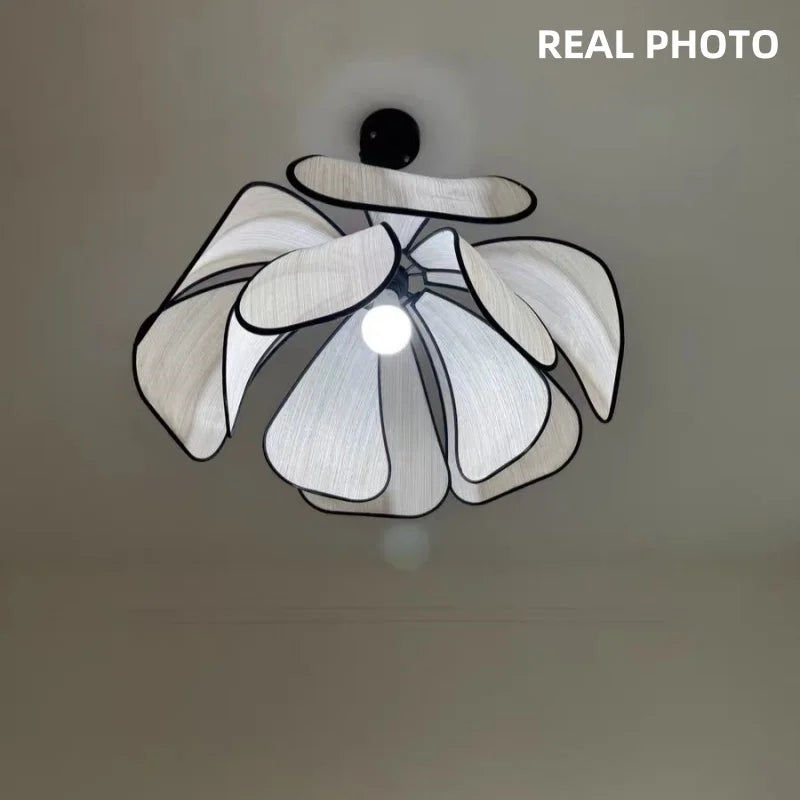 DecorBites™ Creamy Abaca Fabric Led Pendant Light - Nordic French Wabi Sabi Suspend Lamp