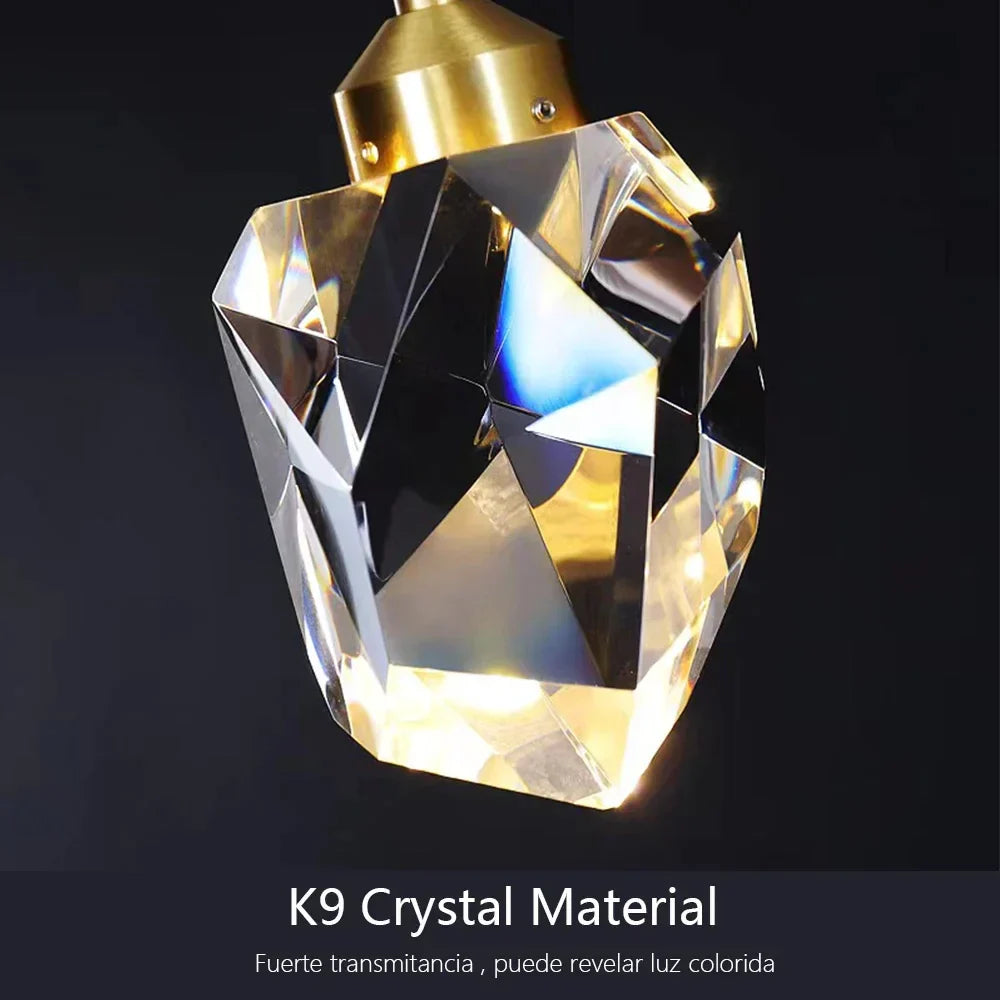 DecorBites™ K9 Crystal Dining Chandeliers: Gold Wire Hanging Ceiling Lights for Bedroom, Balcony, Bar Room