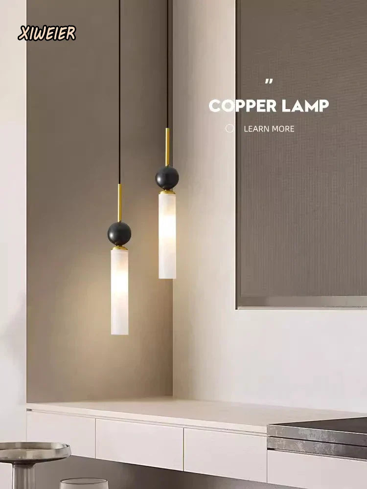 DecorBites™ Copper Wall Lamp: Modern Nordic Marble Pendant Light for Living Room & Bedroom