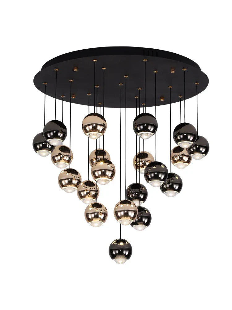 DecorBites™ Crystal Ball Pendant Light for Modern Living Room, Black & Gold Luxury Fixture