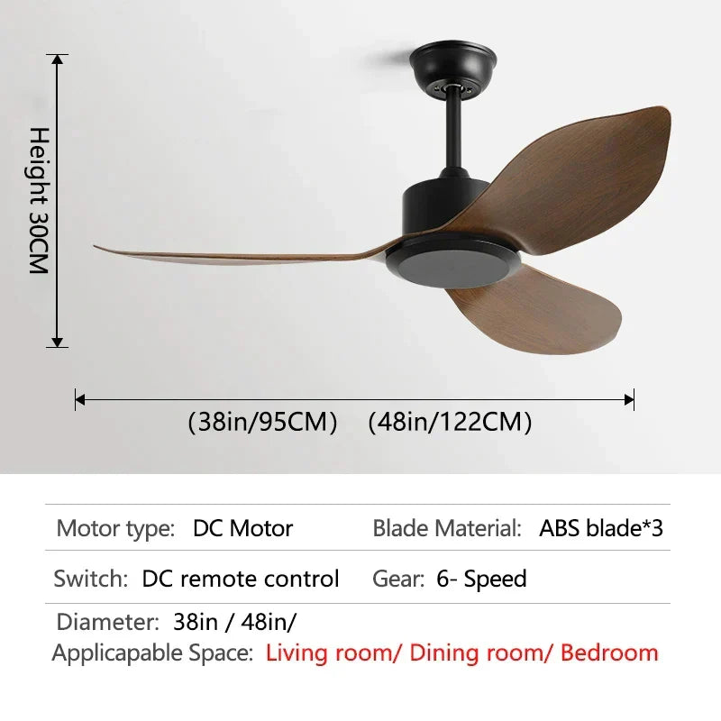 DecorBites™ 48" DC Remote Control Ceiling Fan Plastic Blade Bedroom Indoor Industry 220V