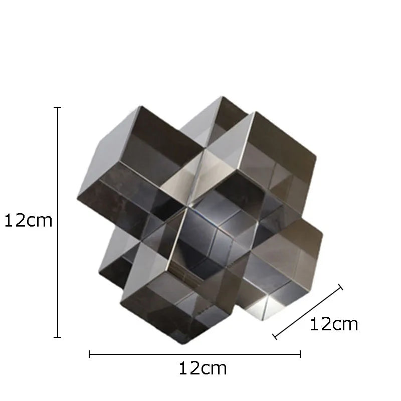 DecorBites™ Cross Crystal Geometric Glass Sculpture Desk Decoration Frosted Square Statue
