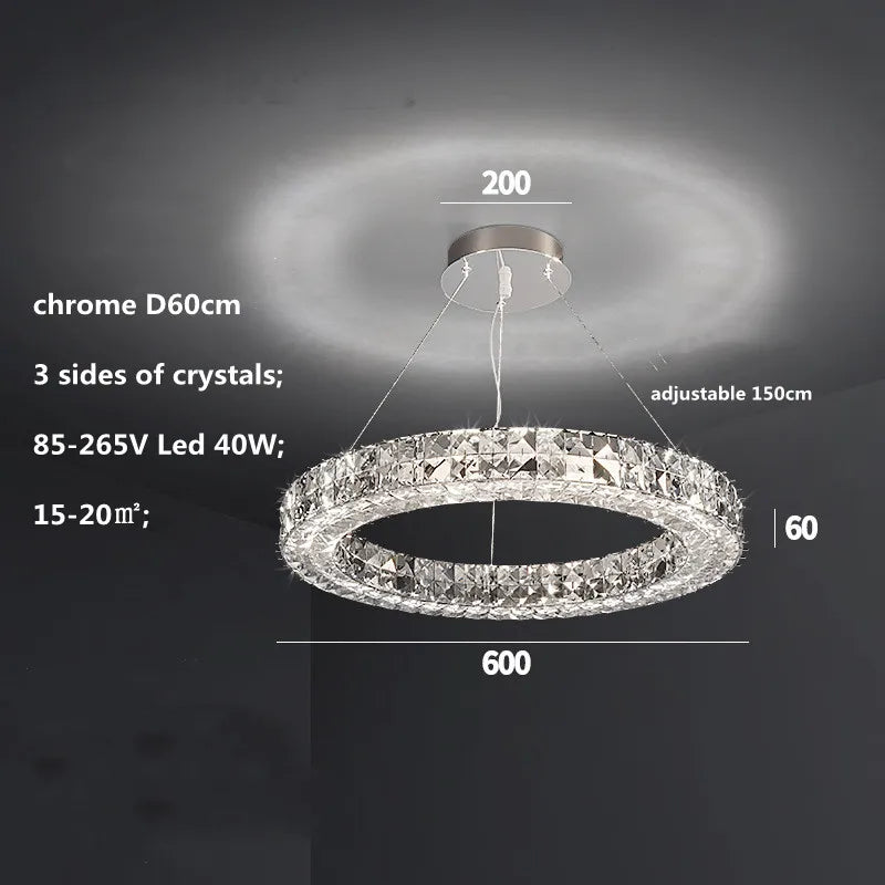 DecorBites™ Crystal LED Chandelier: Modern Luxury Chrome Steel & Clear K9 Crystal Lighting