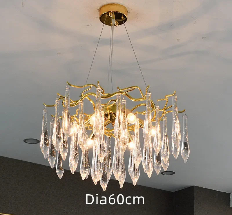 ثريا DecorBites™ Gold LED فرع إضاءة لغرفة المعيشة، غرفة النوم، الفنادق - مصباح معلق عصري فاخر من الألومنيوم