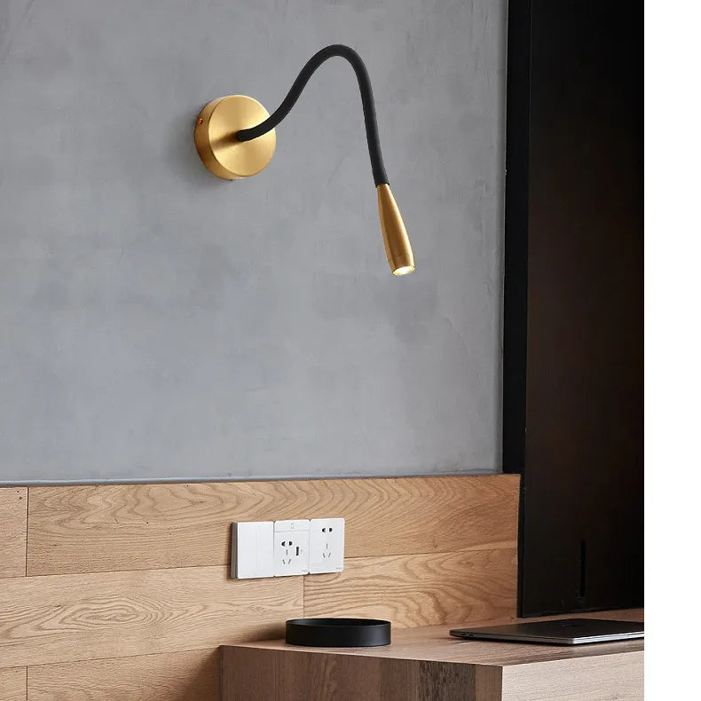 DecorBites™ Adjustable Nordic Bronze Wall Lamp for Bedroom Study LED Reading Light