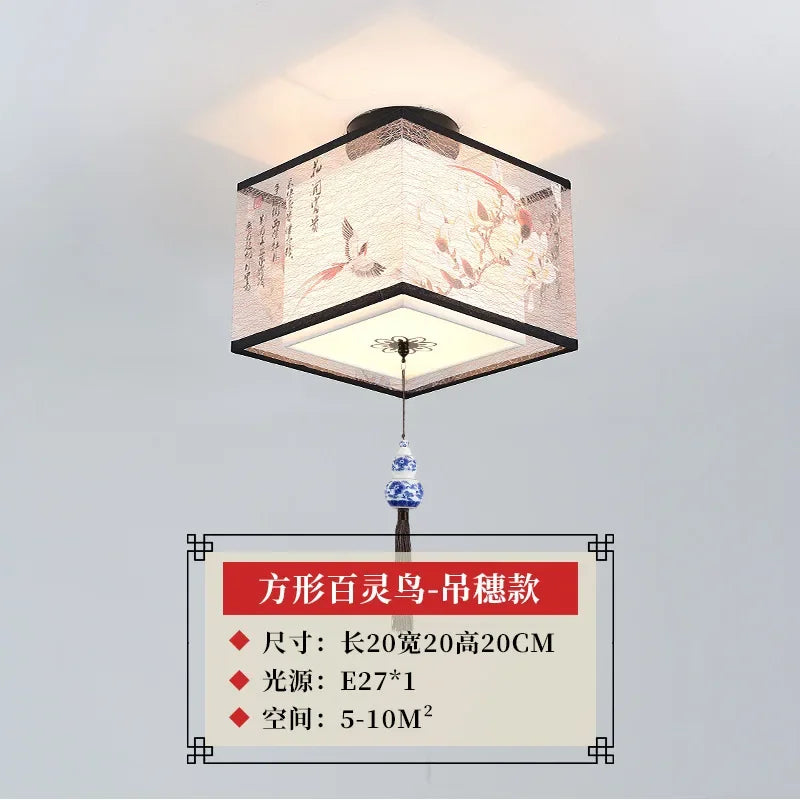 ثريا سقف صينية من DecorBites™ Lotus، مصباح ممر بسيط، إضاءة LED للوحات