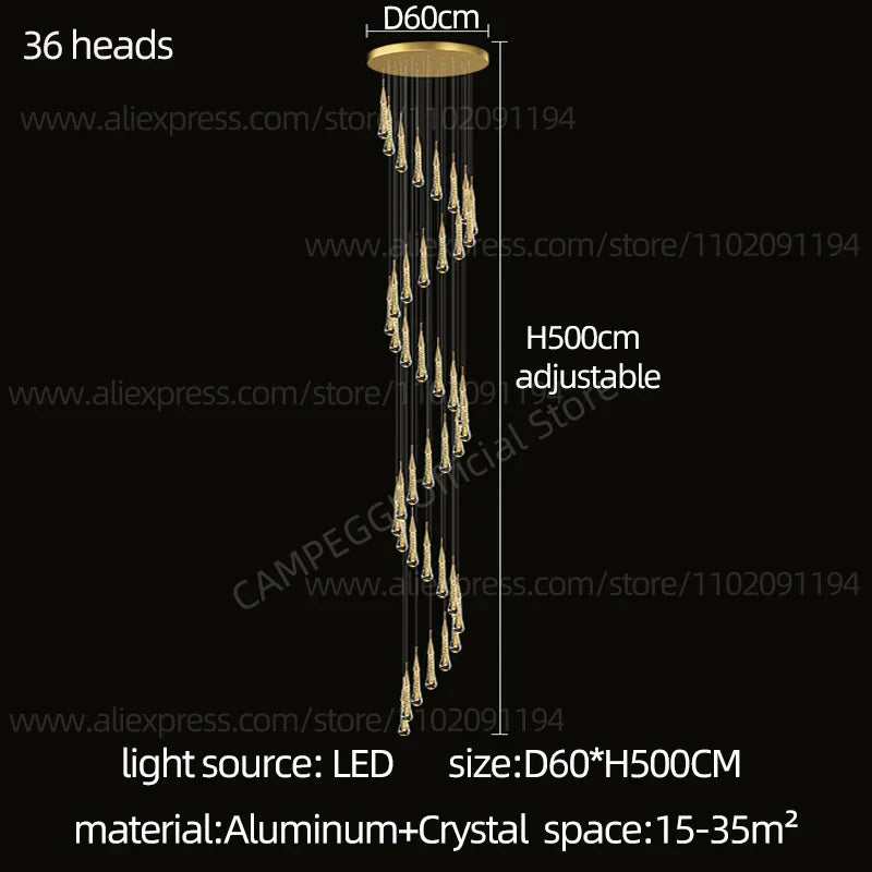 DecorBites™ Crystal LED Pendant Chandelier for Modern Luxury Living Room