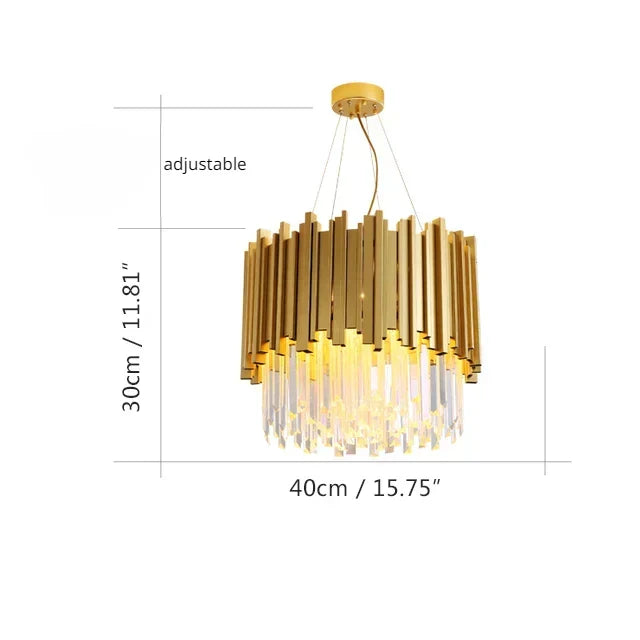 DecorBites™ ثريا كريستال ذهبية بتقنية LED للسقف لغرفة المعيشة والردهة
