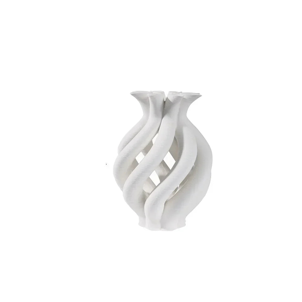 DecorBites™ Geometric Ceramic Spiral Vase Set for Home Decor and Floral Arrangement