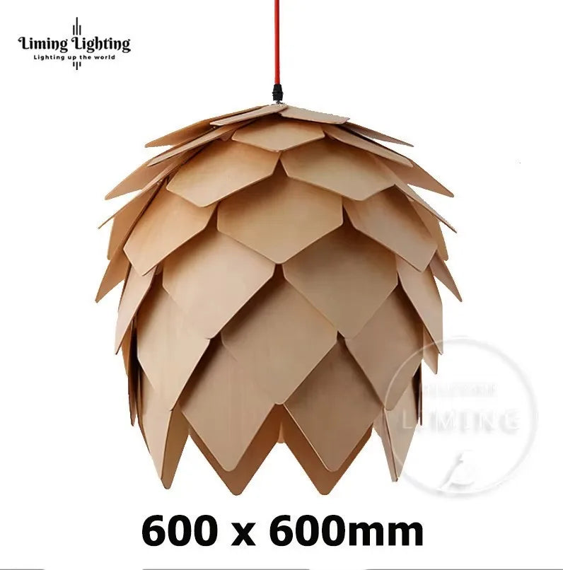 Nordic Pinecone Oak Wood Pendant Light