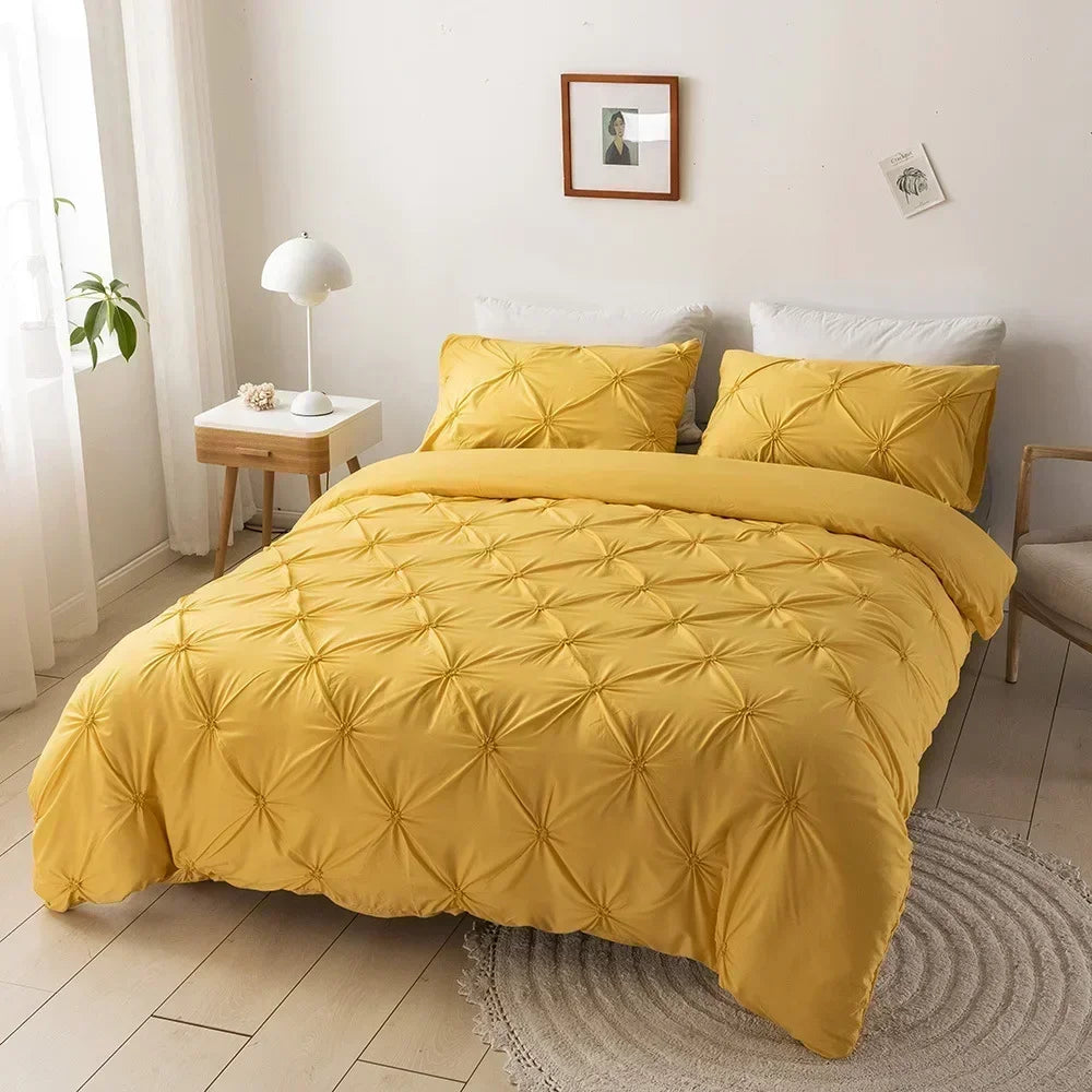 DecorBites™ 3D Pinch Pleated Duvet Cover Set - Queen, King Size Bedding Set of Quilt Cover & Pillow Case