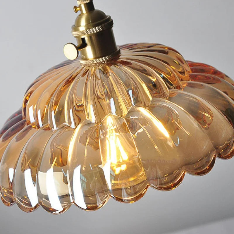 DecorBites™ Amber Flower Glass LED Pendant Lights for Home Decor