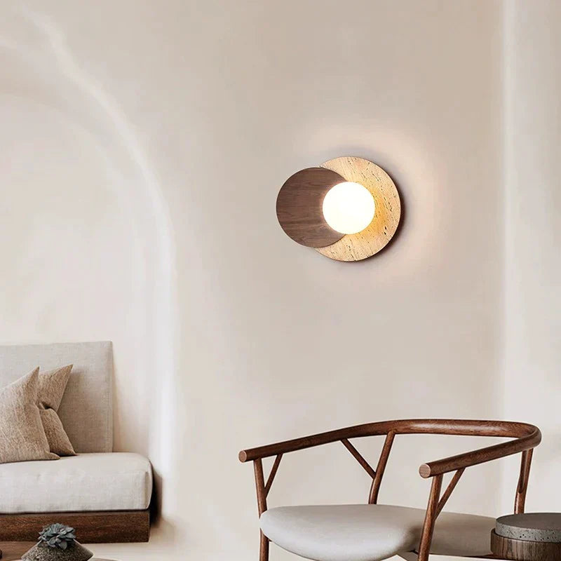 DecorBites™ Cream Style LED Wall Lamp for Bedroom, Soft Light Wood Stone Design