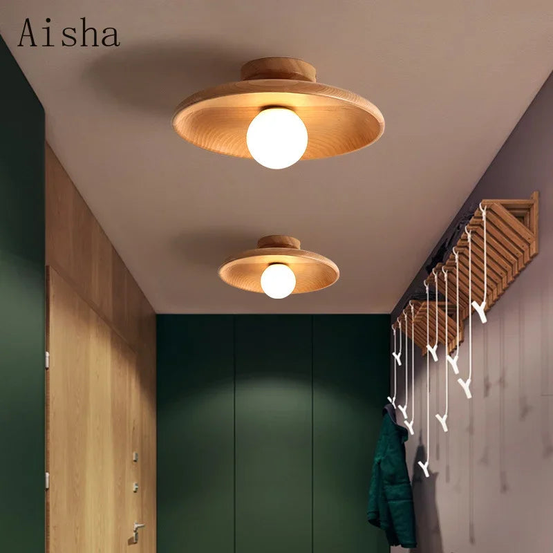 مصباح سقف خشبي على الطراز الياباني من DecorBites™ لديكور المنزل