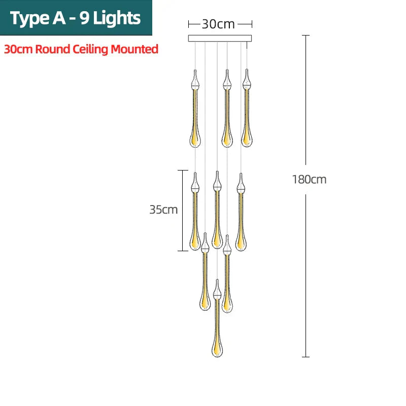 DecorBites™ Crystal Water Drop Chandeliers: Modern Luxury LED Lighting for Bedroom, Bar & Decor