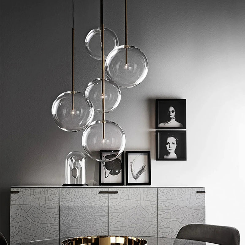 Modern Clear Glass Pendant Light With Gold Finish