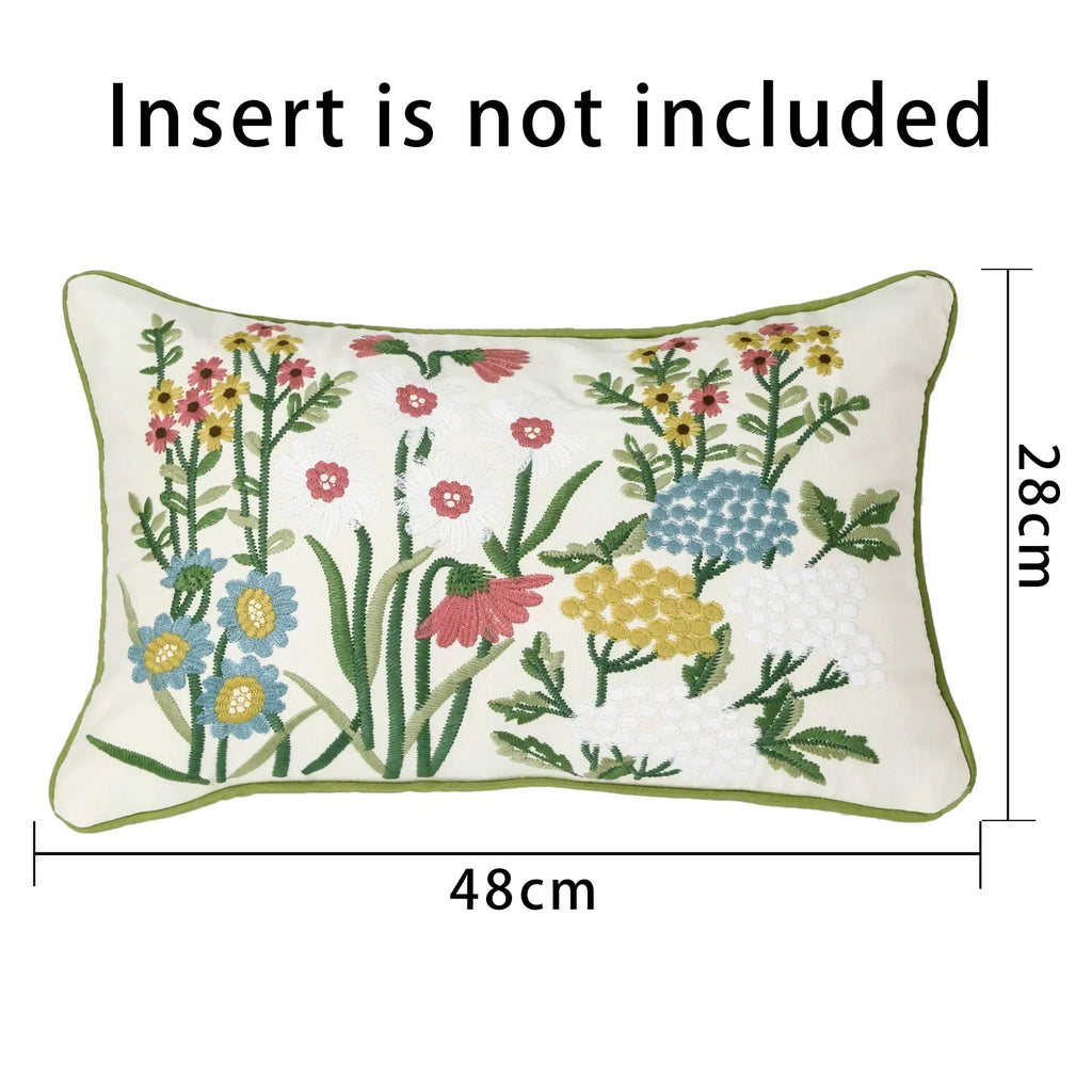 DecorBites™ 3D Pink Flower Farmhouse Style Cushion Cover 45x45cm - Embroidered Sofa, Bed, Living Room