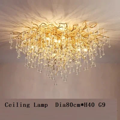 DecorBites™ Copper Branch Water Crystal Chandelier for Luxury Living Room and Salon