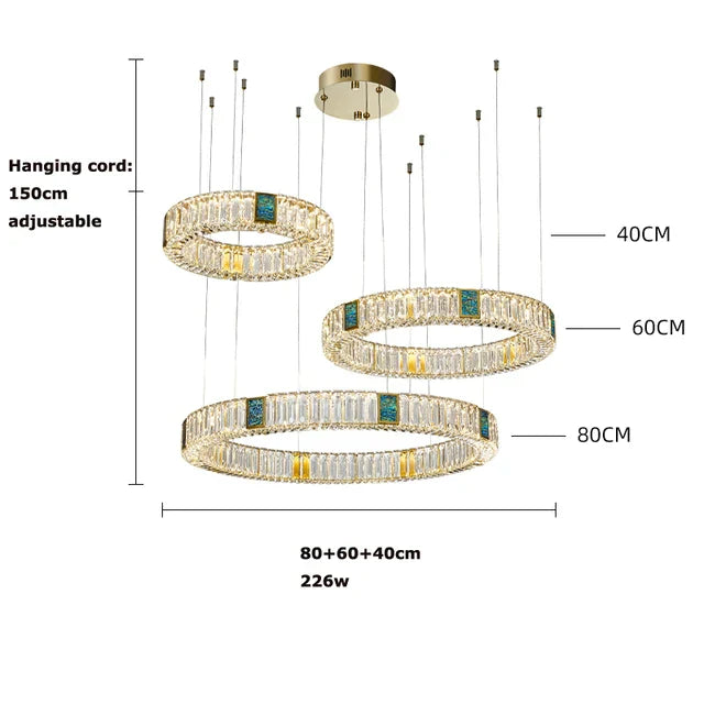 DecorBites™ Golden LED Ring Chandelier for Modern Luxury Living and Dining Spaces