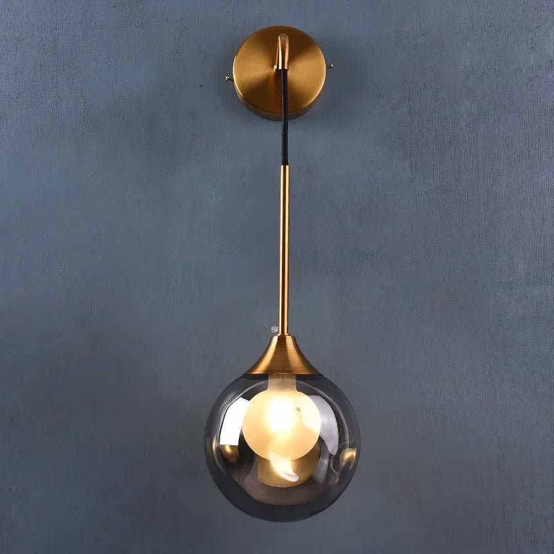DecorBites™ Glass Ball Gold LED Wall Sconce Modern Nordic Indoor Lamp Fixture