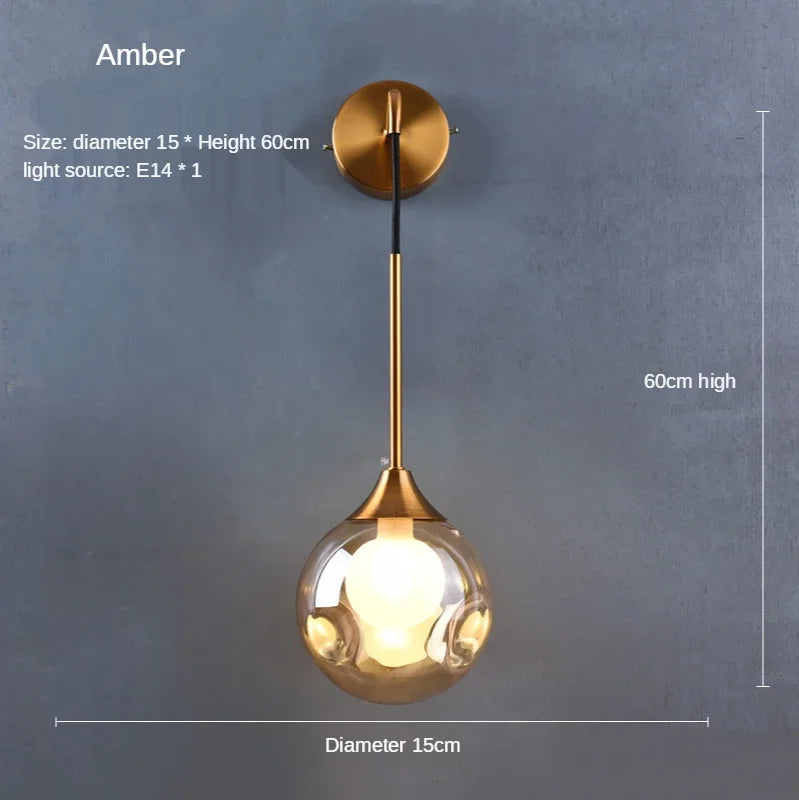 DecorBites™ Glass Ball Gold Wall Sconce - Modern Nordic Indoor Bedroom Light Fixture