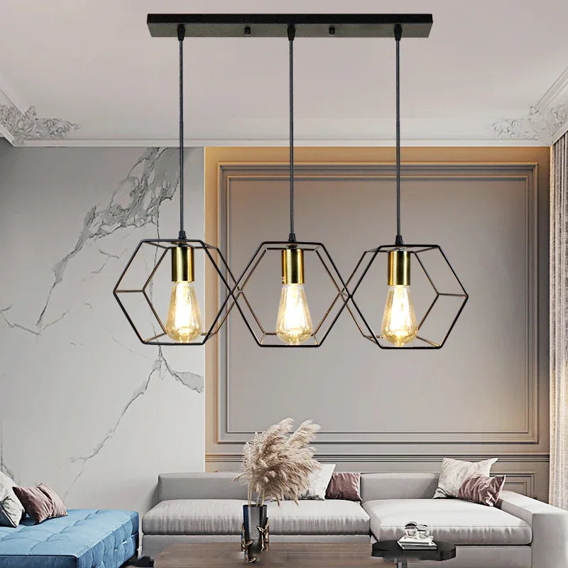 DecorBites™ Industrial LED Hanging Pendant Light Fixture for Dining Room and Living Room