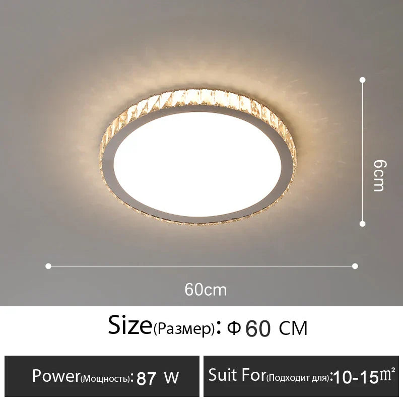 DecorBites™ Crystal LED Ceiling Lamp: Luxury Golden Glossy Lighting Fixture for Living Room