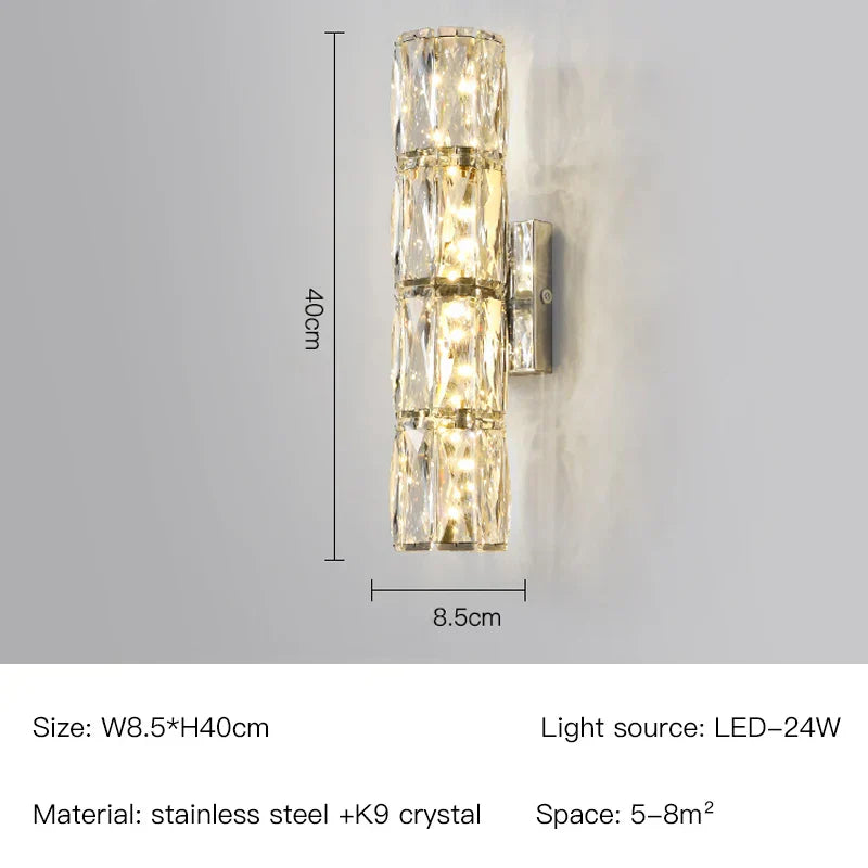 DecorBites™ Applique Murale en Cristal : Design Nordique LED Luxe, Or/Chrome Artistique pour Salon, Chambre à Coucher