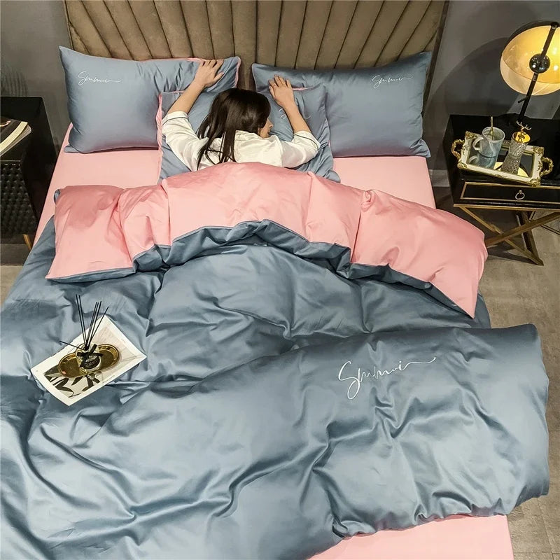 DecorBites™ Egyptian Cotton Bedding Set with Sheet Pillowcase Blanket Cover - Queen King Size