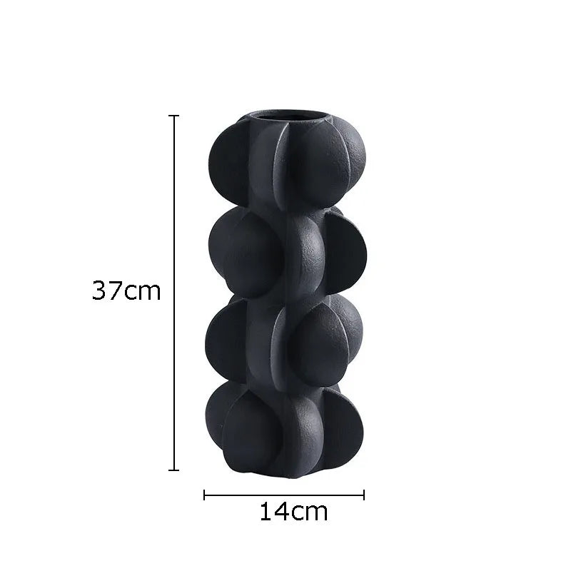 DecorBites™ Geometric Spiral Resin Vase - Black and White Flower Vase for Home Decor
