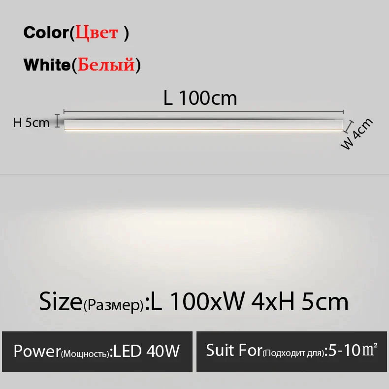 مصباح سقف LED خطي من DecorBites™ لغرفة المعيشة وغرفة الطعام وغرفة النوم - تصميم بسيط