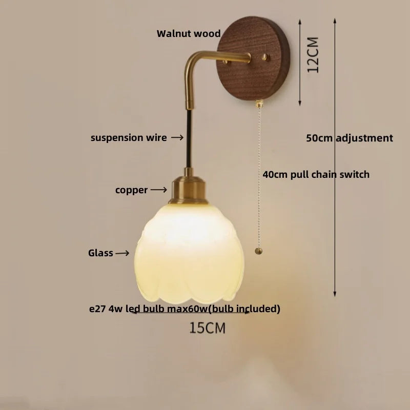 DecorBites™ Adjustable LED Wall Light Fixture with Ceramic Wood Base for Home Decor