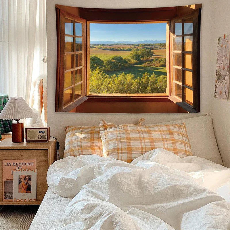DecorBites™ Dreamy Window Scenery Tapestry Wall Hanging for Room Decor